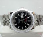 Copy Rolex Datejust jubilee 40mm Watch SS Black Dial White Stick
